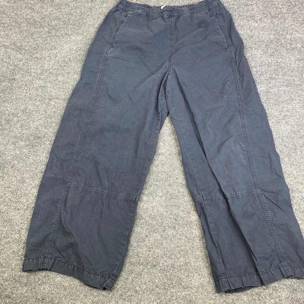Pilcro Anthropologie Navy Blue Wide Leg Crop Utility Pants Elastic Waist Small